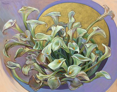 Rima Azatyan (Armenian, b. 1982), "Calla Lilies", oil on canvas, signed u. l., 92 x 73 