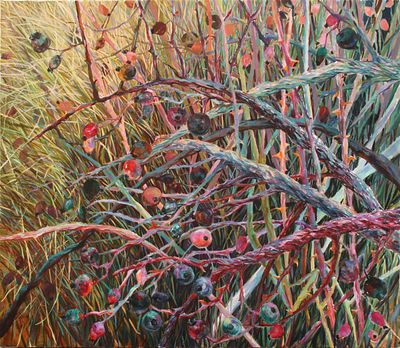 Rima Azatyan (Armenian, b. 1982), "Rose hip", oil on canvas, signed l. l., 92 x 79 cm.Prices 
