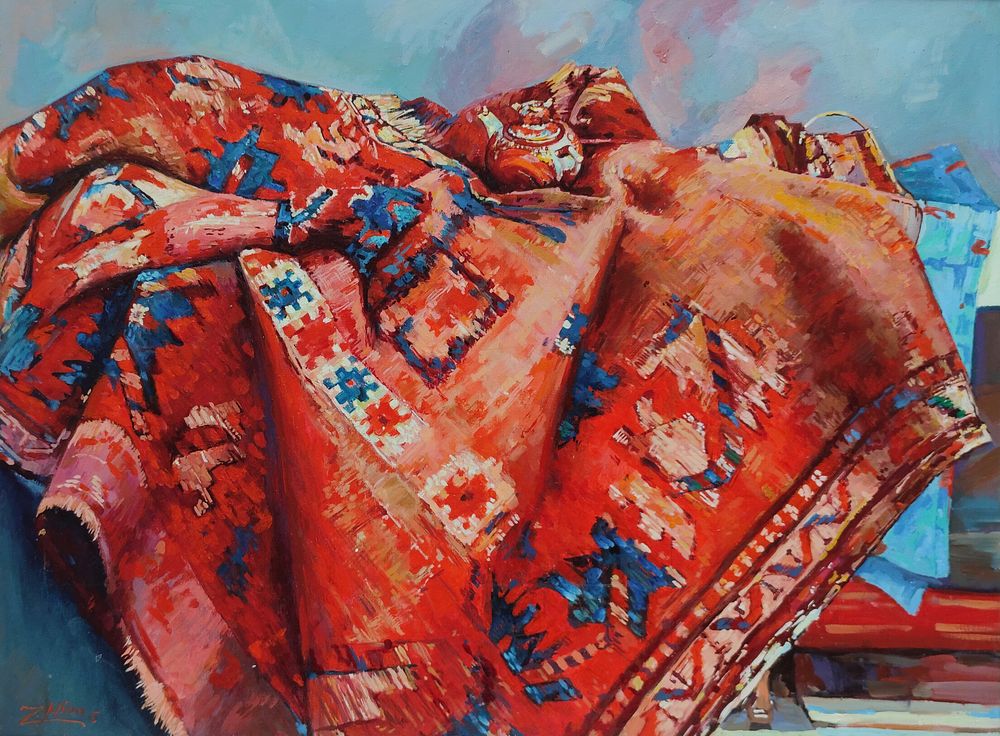 Minas Zakaryan(Armenian, b. 1955), "Carpet", oil on canvas, signed l. l., 60 x 80 cm.Prices are 