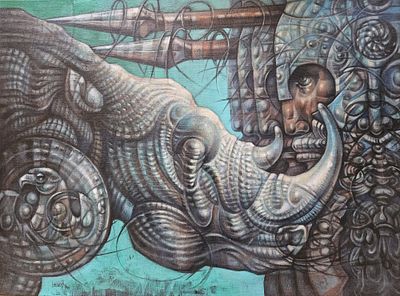 Levon Aslanyan(Armenian, b. 1964), "Battle", oil on canvas, signed l. l., 60 x 80 cm.Prices are 