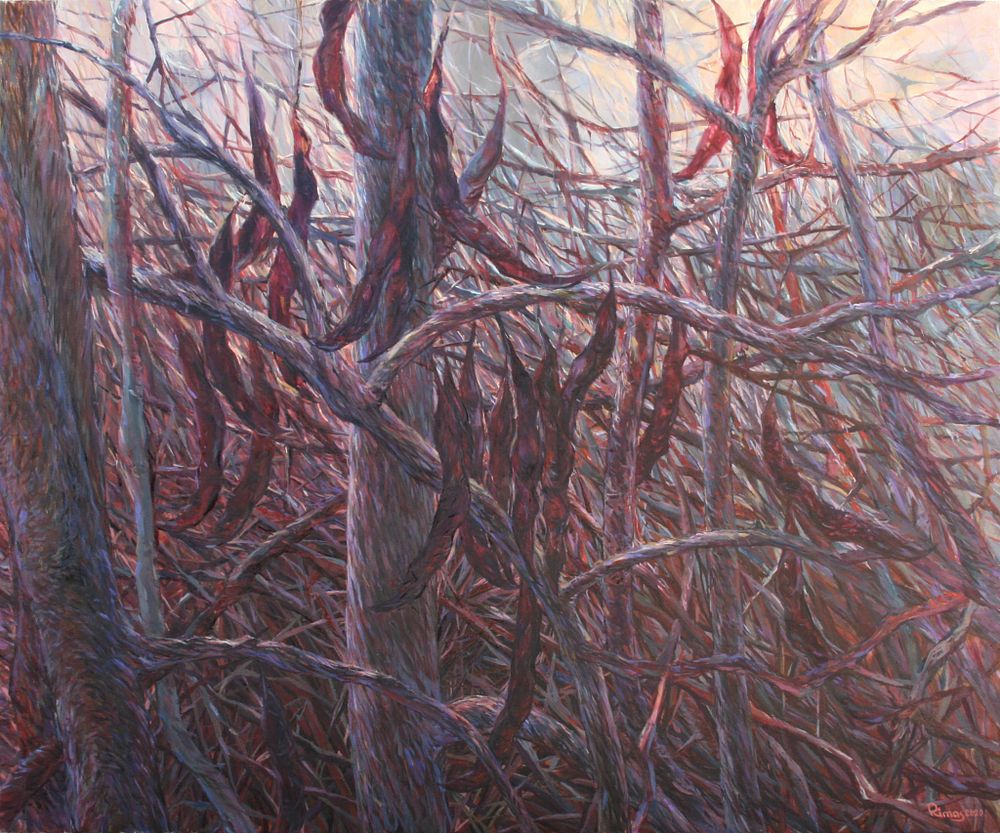 Rima Azatyan (Armenian, b. 1982), "Dark Forest", oil on canvas, signed l. r., 107 x 89 