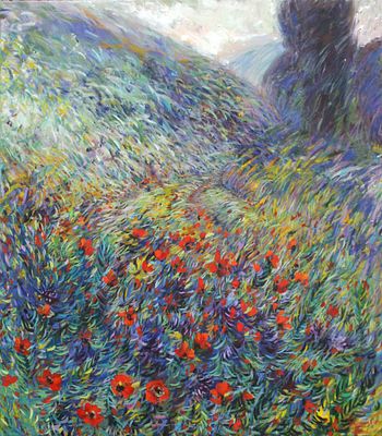 Rima Azatyan (Armenian, b. 1982), "Fields of Tulips", oil on canvas, signed l. r., 80 x 70 