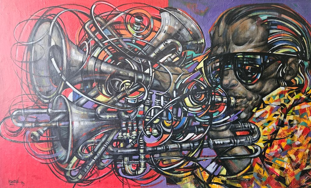 Levon Aslanyan(Armenian, b. 1964), "Jazz", oil on canvas, signed l. l., 60 x 100 cm.Prices are 