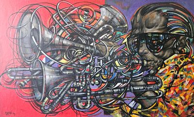 Levon Aslanyan(Armenian, b. 1964), "Jazz", oil on canvas, signed l. l., 60 x 100 cm.Prices are 