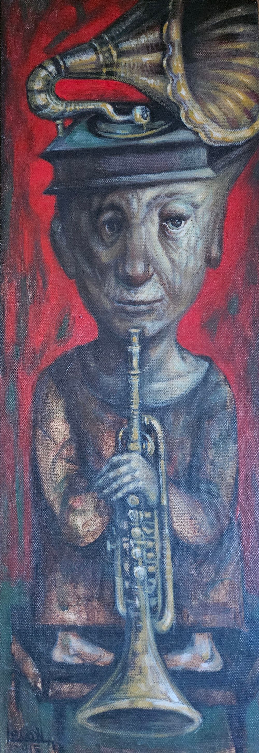 Levon Aslanyan(Armenian, b. 1964), "Jazz", oil on canvas, signed l. r., 85 x 30 cm.
Prices are 