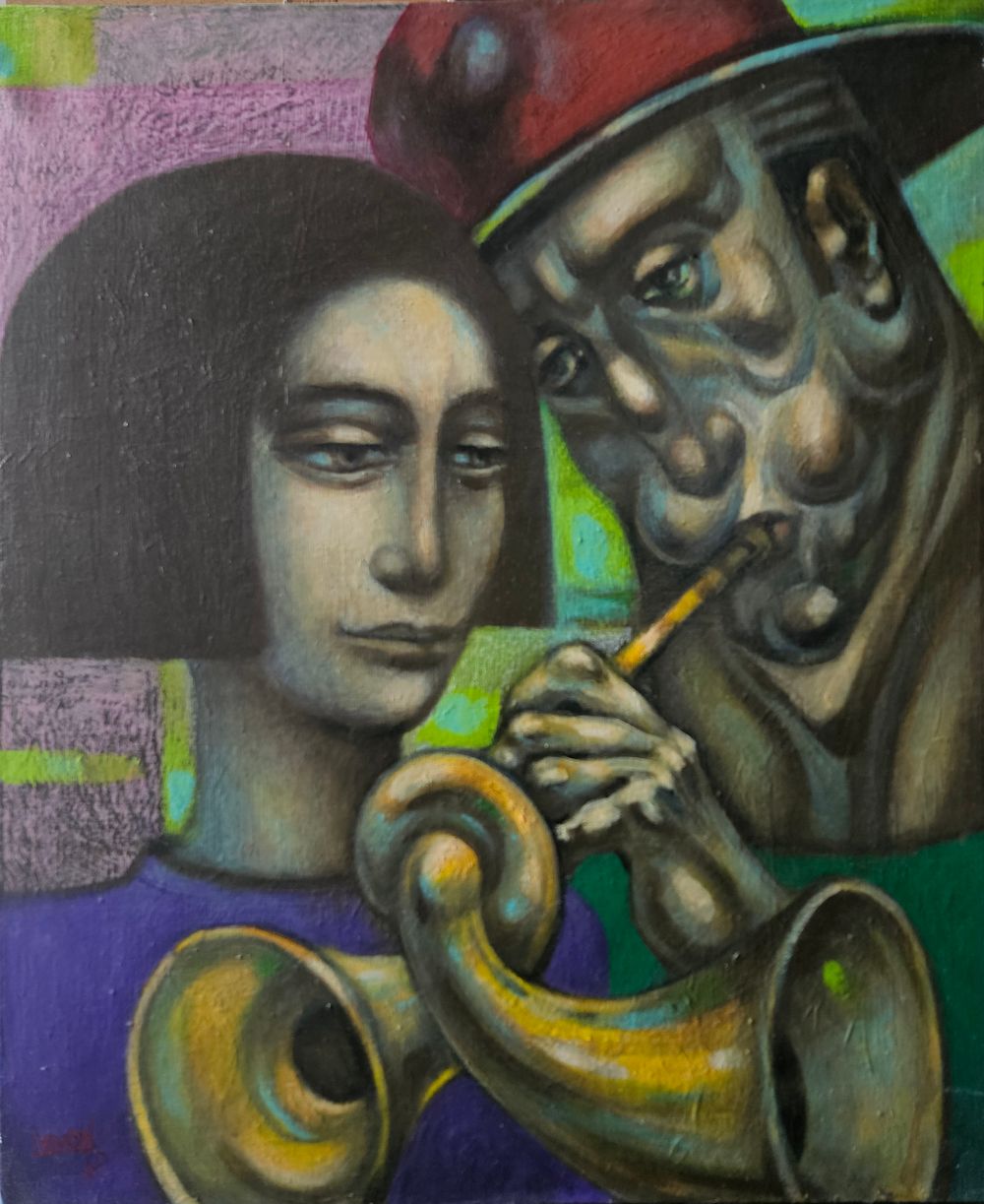 Levon Aslanyan(Armenian, b. 1964), "Jazz", oil on canvas, signed l. l., 60 x 90 cm.Prices are 