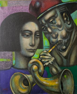 Levon Aslanyan(Armenian, b. 1964), "Jazz", oil on canvas, signed l. l., 60 x 90 cm.Prices are 