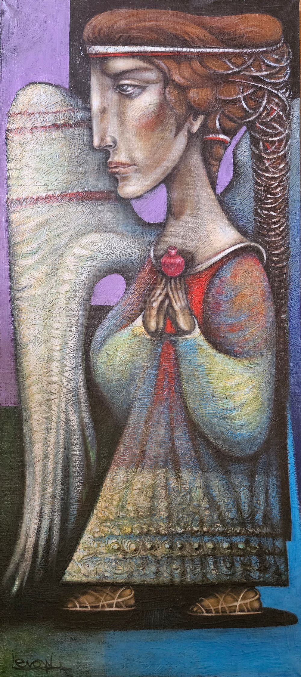 Levon Aslanyan(Armenian, b. 1964), "Angel", oil on canvas, signed l. l., 100 x 45 cm.
Prices 