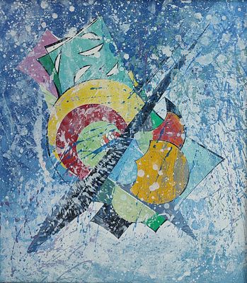 Araks Poghosyan (Armenian, b. 1988), mixed media on canvas, 80 x 80 cm.