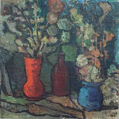 Serik Bejanyan (Armenian, 1944 - 2025), "Autumn still life", tempera on cardboard, signed and 
