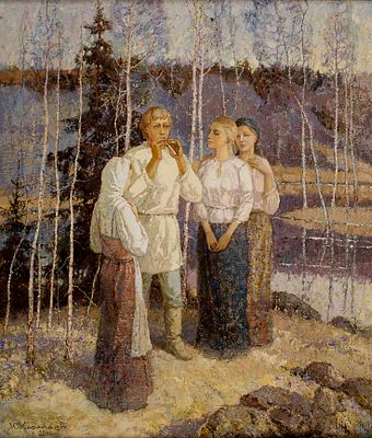 Yuri Karapaev (Russian, 1936-2010), "Lel" 2000, oil on canvas, signed and dated l.r., 70 x 60 