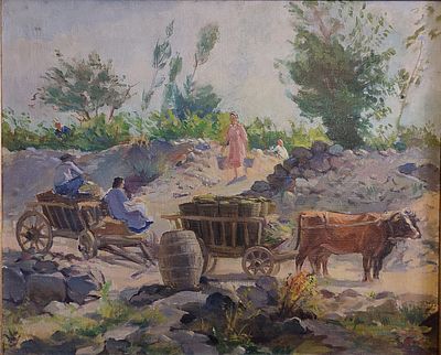 Babken Kolozyan (Armenian, 1909–1994), " Grape harvest", oil on canvas, signed and dated l. r. 