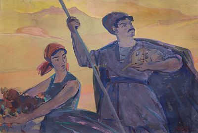 Mher Abeghyan (Armenian, 1909 – 1994), tempera on paper laid on cardboard, signed l. r., 70 x 