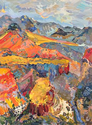 Seyran Khatlamajyan (1937 - 1994), "Jutakasar", oil on canvas, signed and dated 1973 l.r. and 