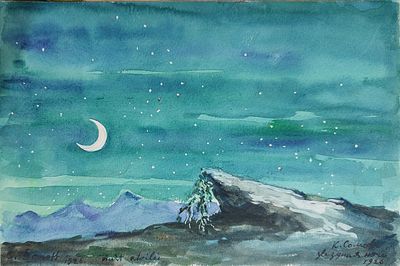 Konstantin Somov (Russian, 1869-1939), "Starry Night", pencil, watercolour and gouache on card 