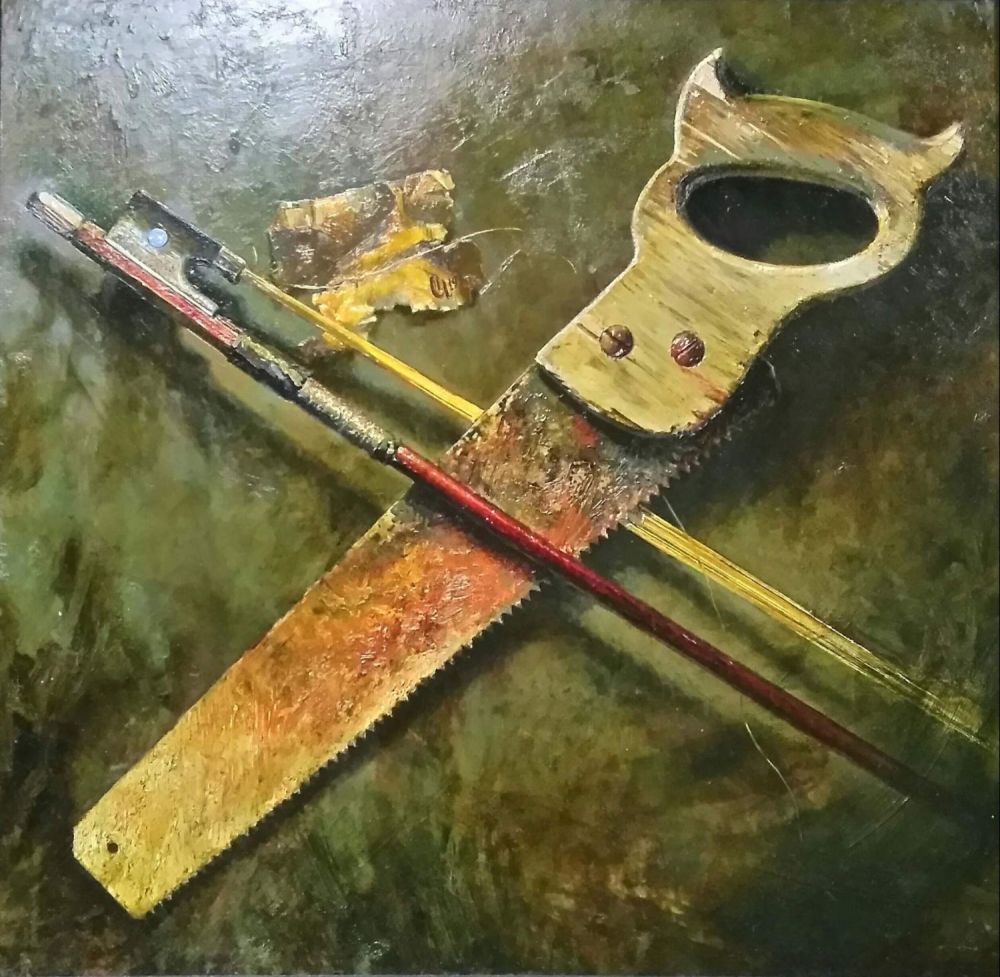 Сергей Чиненов - ПРОЕКТ ГЕРБА. 2019. Оргалит, масло. 41,5&times;40,5 см.