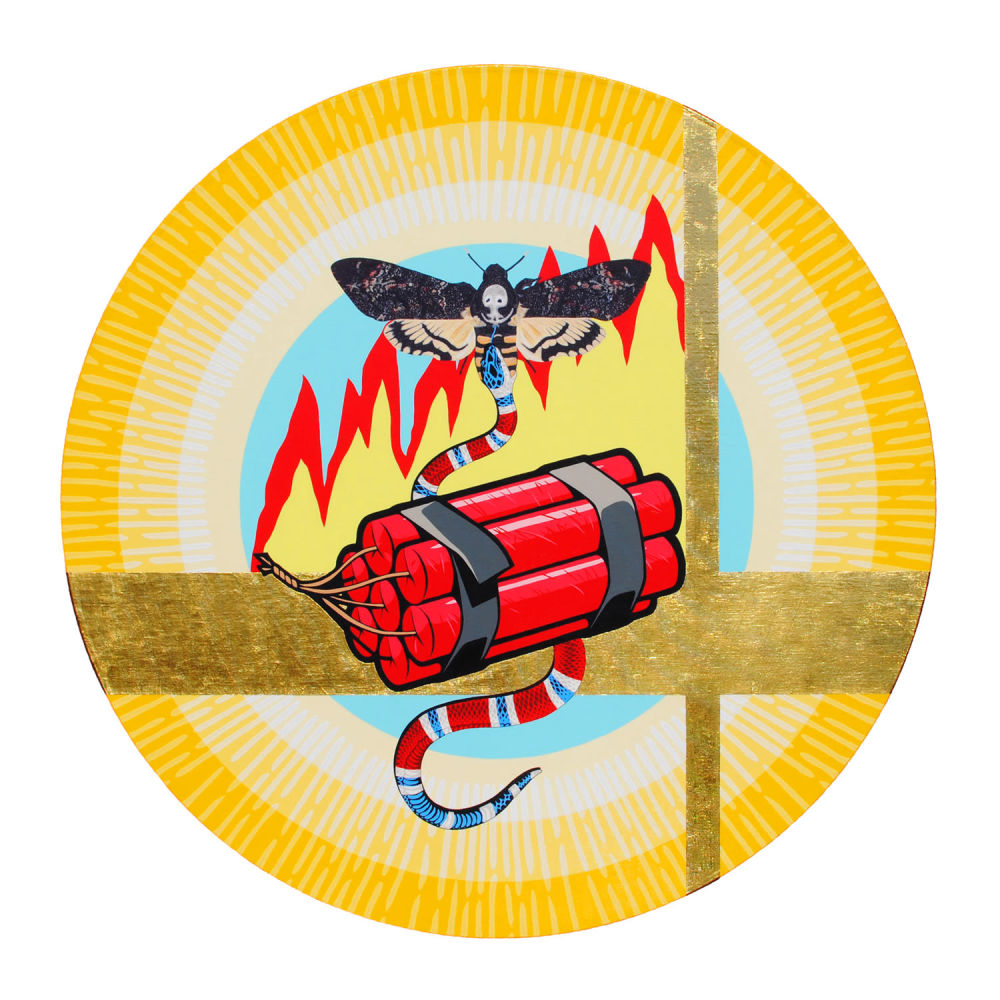 Алексей Жиляев - Untitled . 2021 
Холст на галерейном подрамнике, акрил, сусальное золото 
Диаметр 