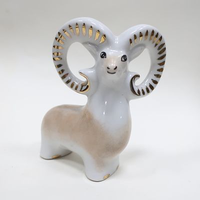 Фарфоровая статуэтка баран . Баран, фарфор роспись
