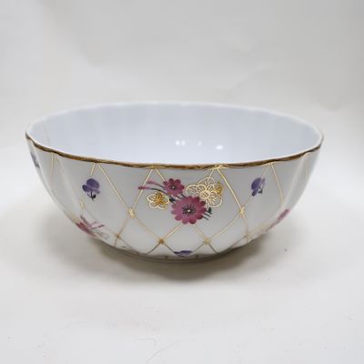 Фарфоровая полоскательница капельник ЛФЗ из сервиза "Золотая сетка" розовые васильки . фарфор 