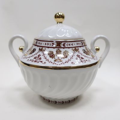 Фарфоровая сахарница ЛФЗ с гирляндами. Фарфор, роспись, золочение