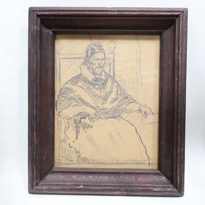 Графика копия с картины Диего Веласкеса, в оригинальной старой рамке