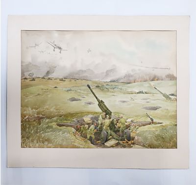 Картина "Утро под Прохоровкой". Худ. Сапач Н. Д. Бумага/ Акварель. 1964 год. Сапач Николай 