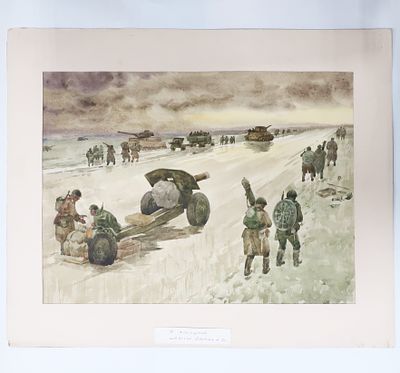 Картина "Дороги в распутье". Худ. Сапач Н. Д. Бумага/ Акварель. 1964 год. Сапач Николай 