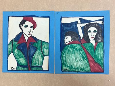 איוי פוליג - שני רישומים בטוש 18X14 ס"מ (כל אחד)