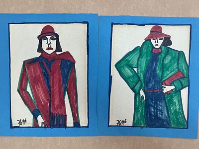 איוי פוליג - שני רישומים בטוש 18X14 ס"מ (כל אחד)