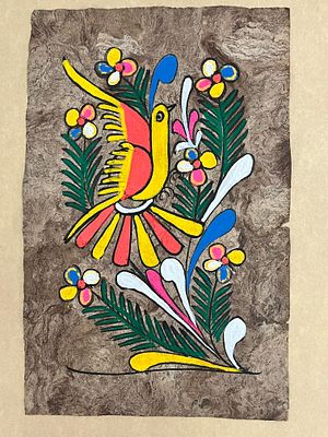 ציור מקסיקני על קלף 18.5X8.5 ס"מ