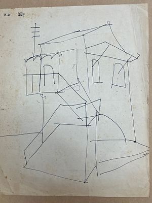 שיר שבדרון - רישום בטוש 1969 43.5X35 ס"מ