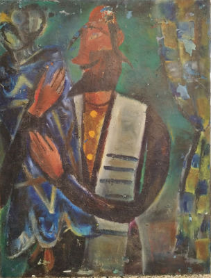 אמן לא מזוהה - שמן על בד, קילופים לצבע. מידות -