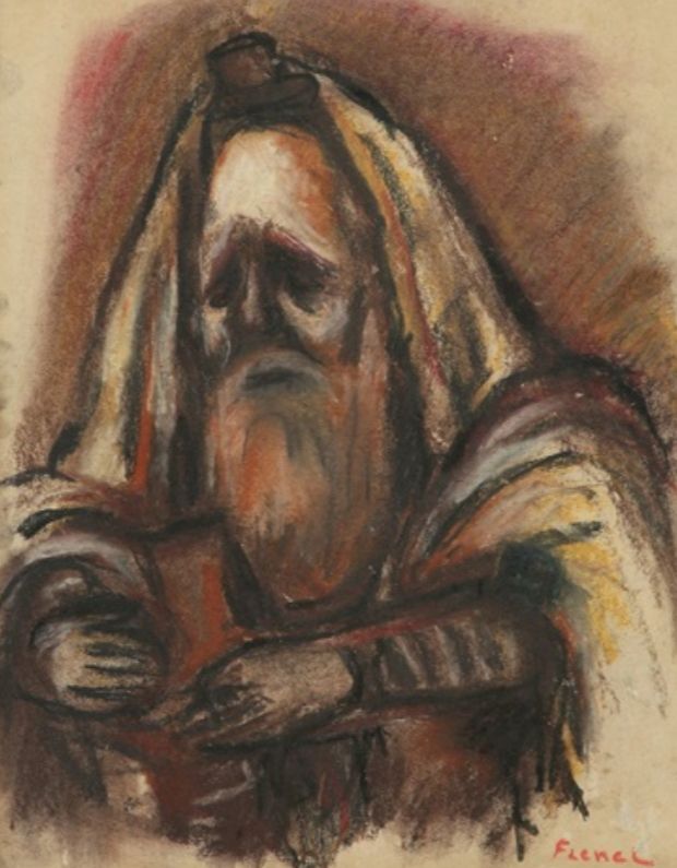 יצחק פרנקל פרנל - פסטל על נייר - מידות - 32/26 ס''מ .