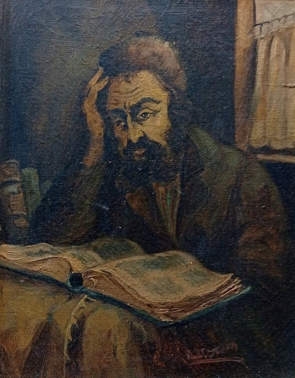 מיוחס לשאול רסקין - שמן על בד, חתום. מידות נטו - 29/23 ס''מ