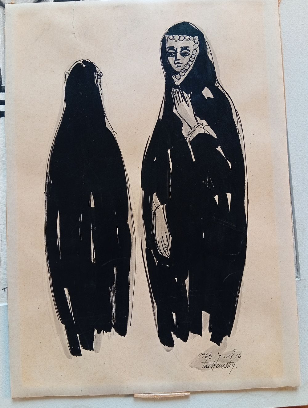 משה טוצ'מסקי - אקוורל על נייר. לא ממוסגר.