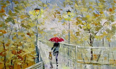 Anna Kolos - Painting “It's getting dark. A park” (2022) Size: 40x60. “It's getting dark. A park” 