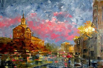 Anna Kolos - Painting “rainy evening” (2023) Size: 60x80. “rainy evening” by Anna Kolos 
Size: 
