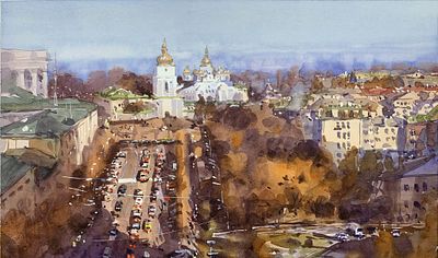 Viktor Mykytenko - Painting “Autumn day in Kyiv” (2022) Size: 25x37. “Autumn day in Kyiv” by Viktor 