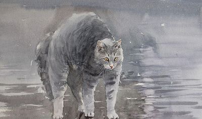 Viktor Mykytenko - Painting “Playful Cat” (2017) Size: 25x37. “Playful Cat” by Viktor Mykytenko 