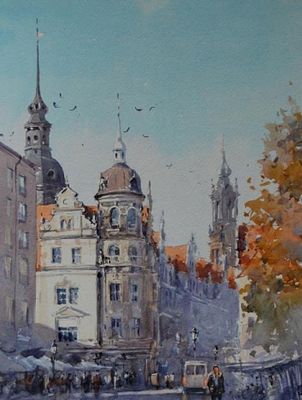 Viktor Mykytenko - Painting “Dresden, Germany” (2017) Size: 37x25. “Dresden, Germany” by Viktor 