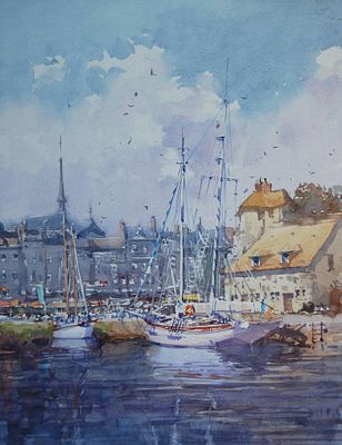 Viktor Mykytenko - Painting “Wharf. Lowered sails” (2017) Size: 37x25. “Wharf. Lowered sails” by 