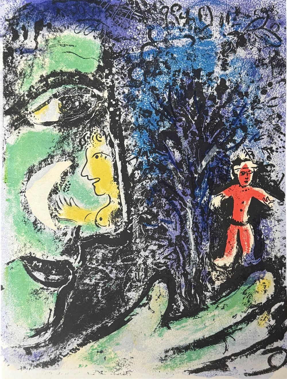 Marc Chagall 
Profile and Red Child, 1960 
ליטוגרפיה מקורית של מארק שאגאל 
לא חתום