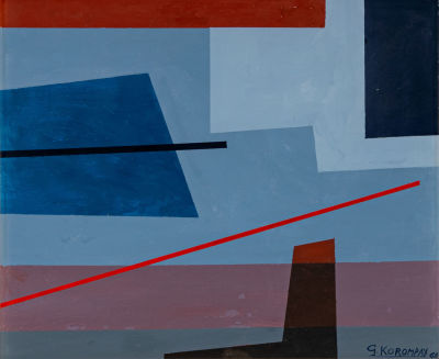 GIOVANNI KOROMPAY (1904 - 1988) - Il silenzio 1968 Oil on masonite 32 x 38,5 cm Signed and dated 