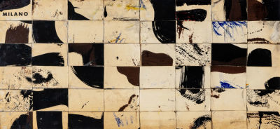 REMO BIANCO (1922 - 1988) - Scomposizione 1957 Mixed media and collage on panel 28,5 x 58,5 cm 