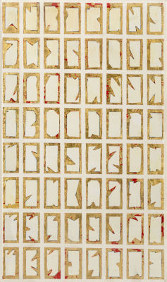 REMO BIANCO (1922 - 1988) - Tableau dor&eacute; 1978 Mixed media on canvas 100 x 60 cm Work accompanied 
