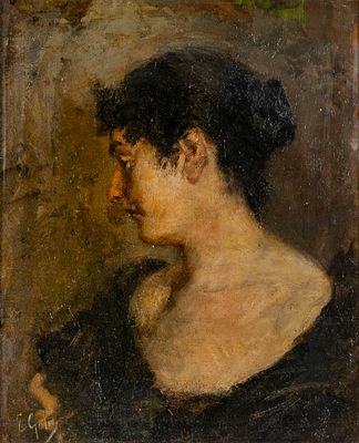 EMILIO GOLA (1851 - 1923) - Untitled (Portrait of a woman) 1916 Oil on canvas Signed lower left 