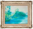 UMBERTO LILLONI (1898 - 1980) - Sulle rive del lago di Lugano 1968 
Oil on canvas 
40 x 50 cm Image - 2