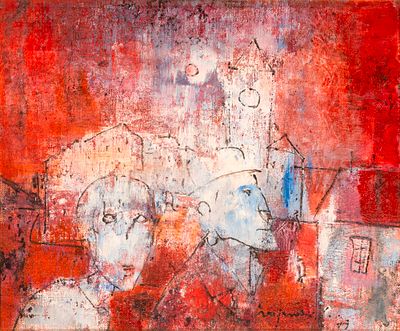 FRANCO ROGNONI (1913 - 1999) - Citt&agrave; 1971 Oil on canvas 46,5 x 55 cm Signed and dated lower right 