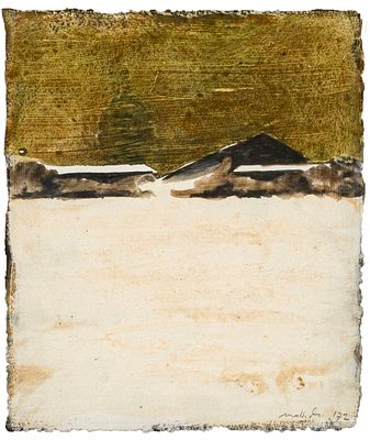 CARLO MATTIOLI (1911 - 1994) - Spiaggia 1972 Tempera on paper 25,5 x 22 cm Signed and dated lower 