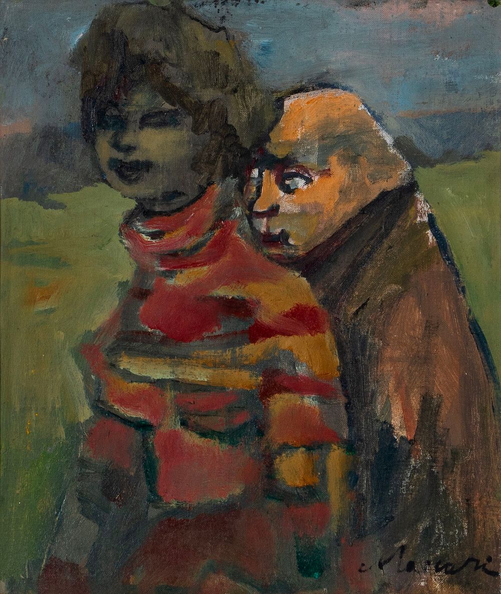 MINO MACCARI (1898 - 1989) - L'approccio Oil on canvas laid down on cardboard 
35 x 30 cm 
Signed 